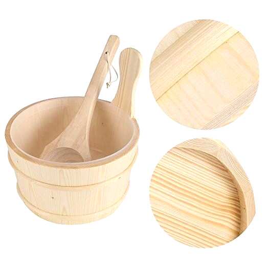 Poolline Sauna Kova Kepçe Takımı Ahşap 5Lt