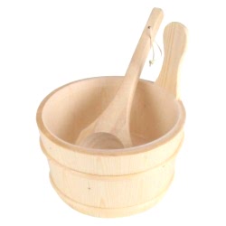 POOLLINE - Poolline Sauna Kova Kepçe Takımı Beyaz Çam 4Lt