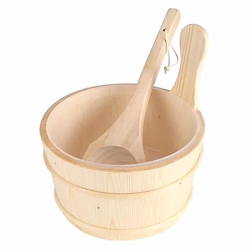 POOLLINE - Poolline Sauna Kova Kepçe Takımı Beyaz Çam 4Lt