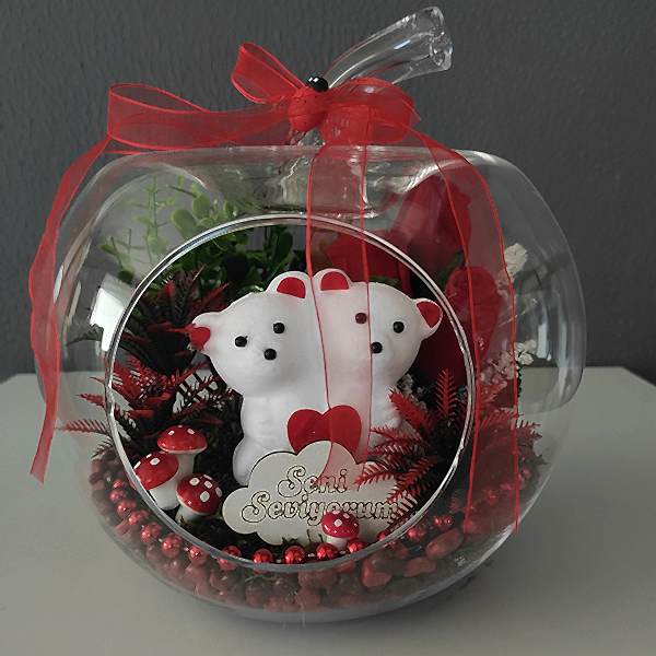  Antalya Çiçek Gönder - Sevgililer Günü Çift Teraryumu