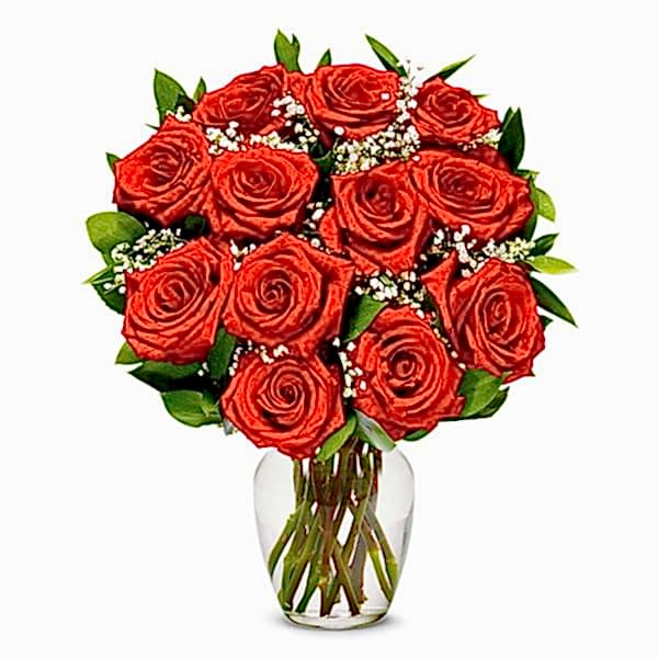 Antalya Çiçekçi - Vazoda 12 Kırmızı Gül