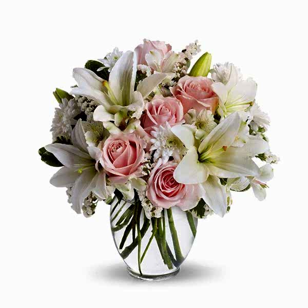 Antalya Çiçekçi - Vazoda Pembe Gül ve Lilyumlar