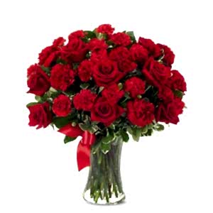  Antalya Çiçekçiler - Büyük Vazoda Gül ve Karanfiller