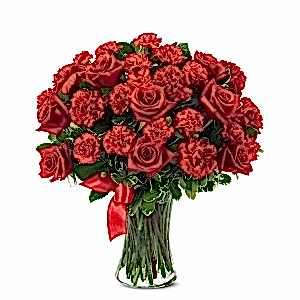  Antalya Çiçekci  - Büyük Vazoda Gül ve Karanfiller