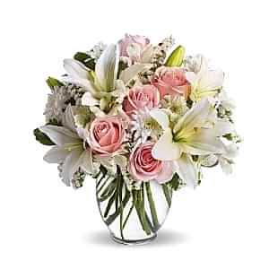 Antalya Çiçekçi - Vazoda Pembe Gül ve Lilyumlar